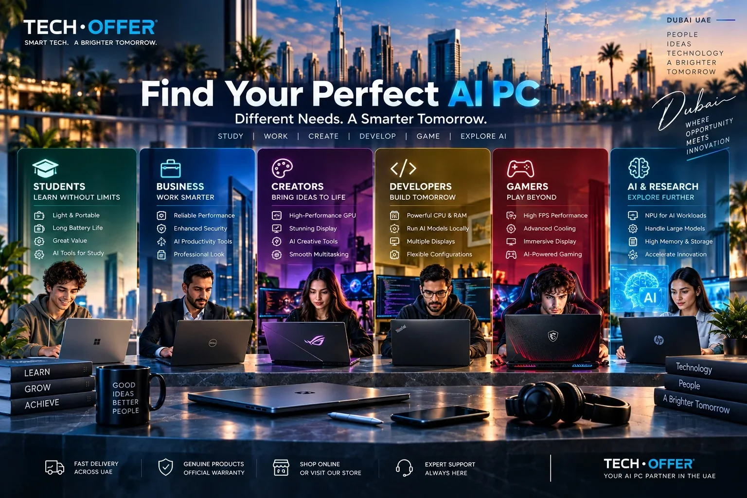 Choosing an AI PC by need: students, business, creators, developers, gamers and AI research
