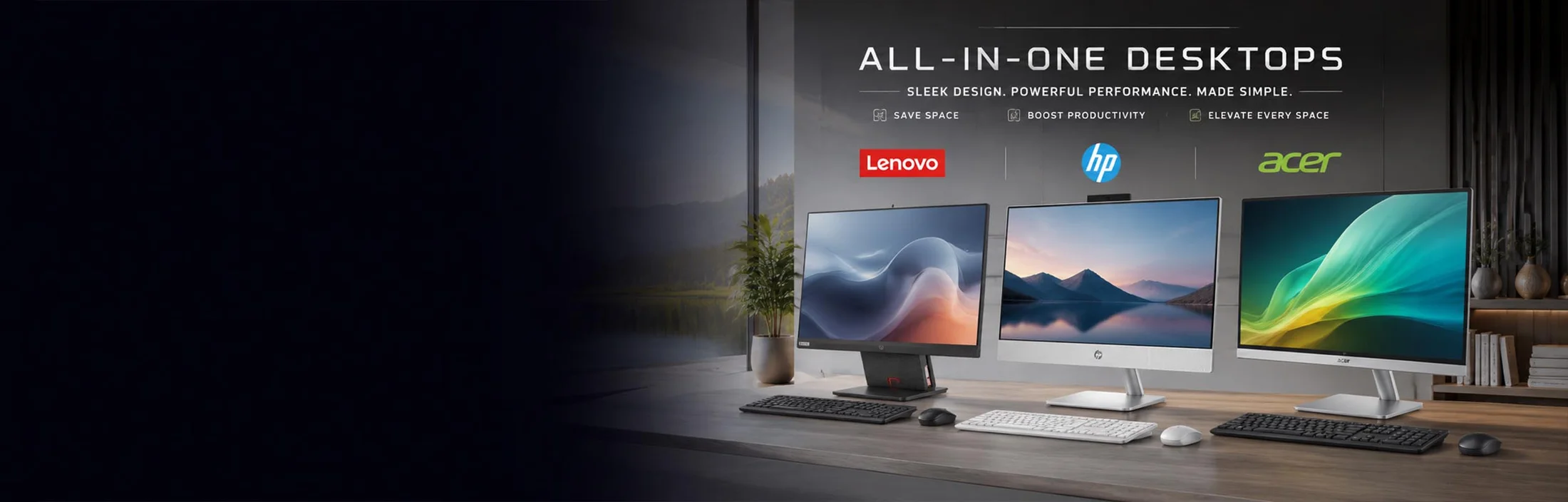 All-in-one desktops in the UAE - Lenovo, HP and Acer AIO PCs at Techoffer