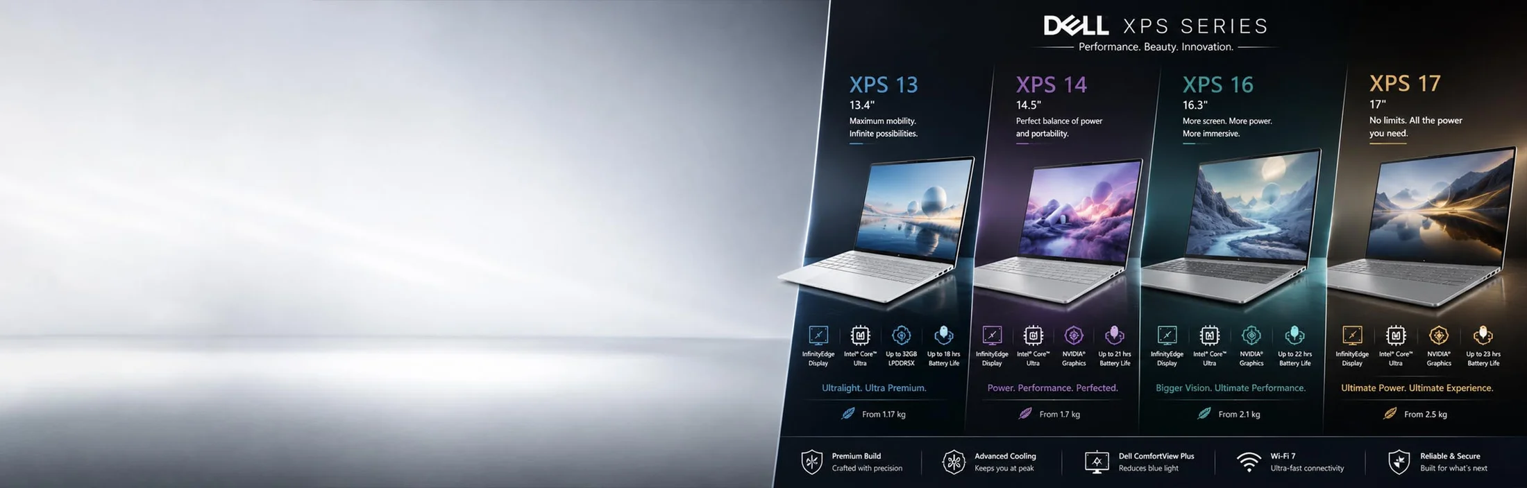 Dell XPS 13, XPS 14, XPS 16 and XPS 17 laptops in the UAE at Techoffer