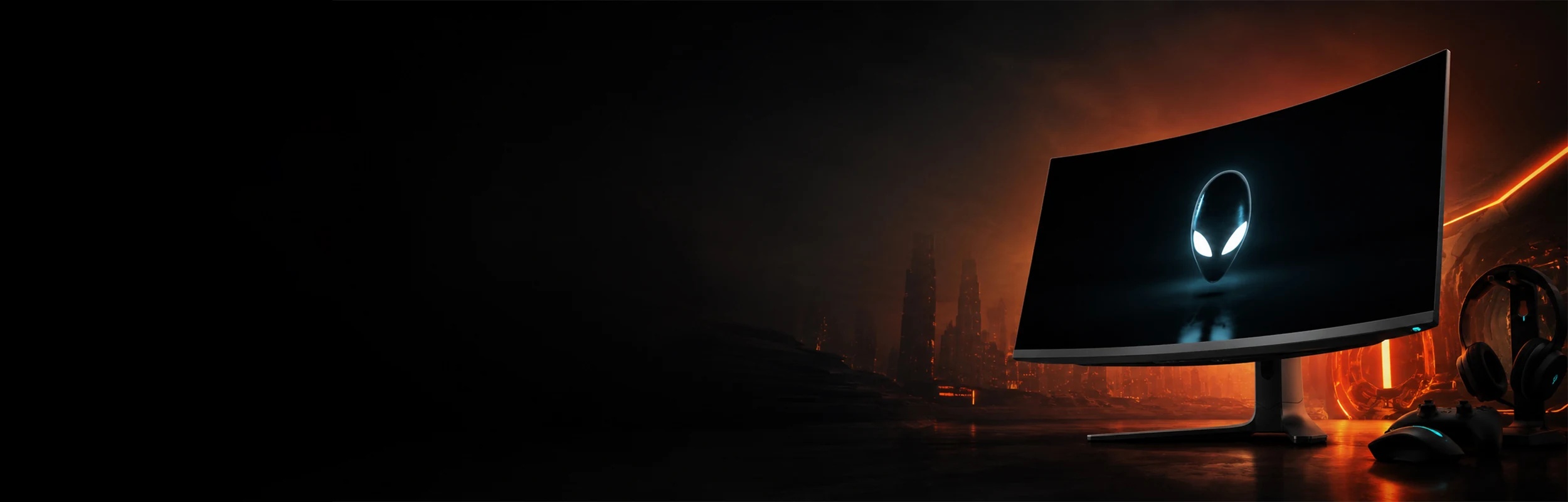 Gaming and professional monitors in the UAE - Dell Alienware curved gaming monitor at TechOffer